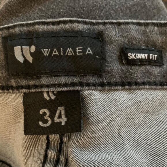 Waimea Moto Biker Ribbed Skinny Fit Jeans Mid Rise 34 Edgy Denim Black Wash Alt - Picture 8 of 9